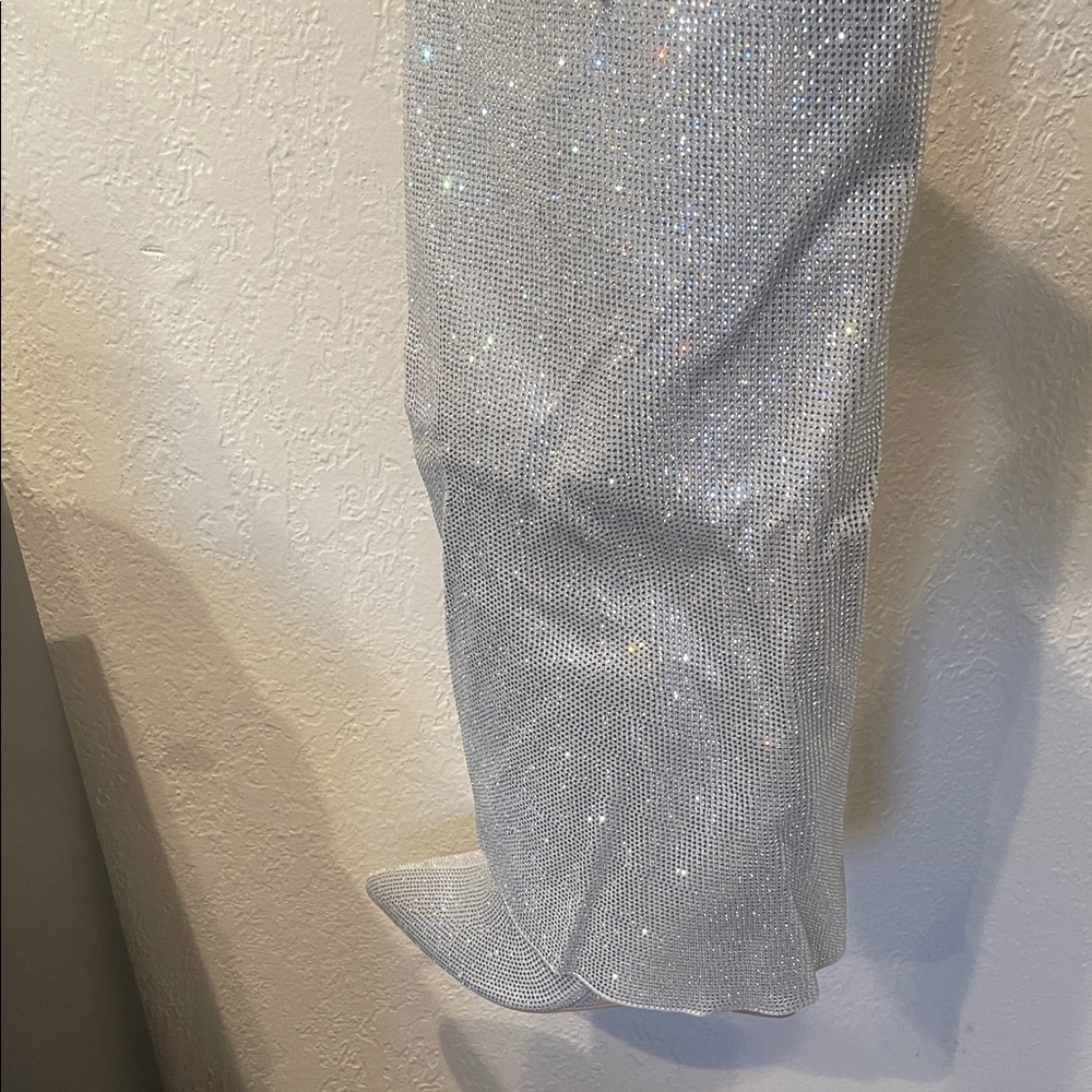 Sparkling Silver Knee-High Boots